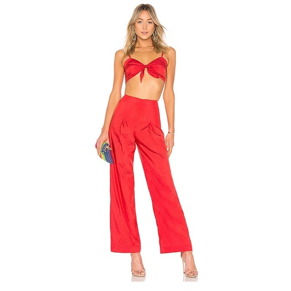 LPA Pants - LPA Red Wide‎ Leg High-Waisted Pants